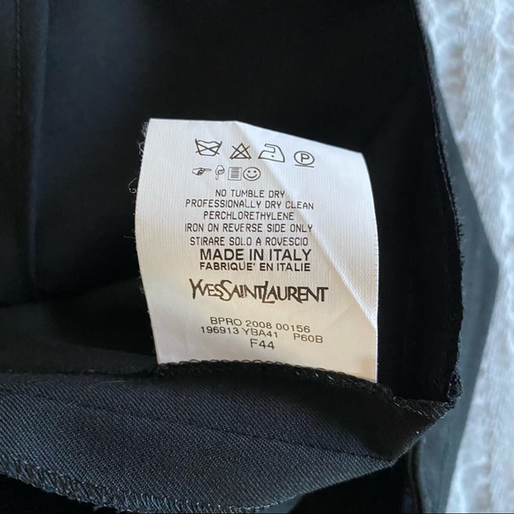 Yves Saint Laurent Black High Waist Pleat Detail Wool Pants - Picture 5 of 5